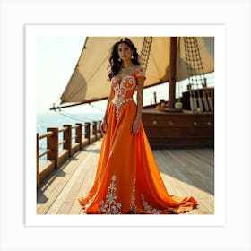 Orange Wedding Dress 2 Art Print