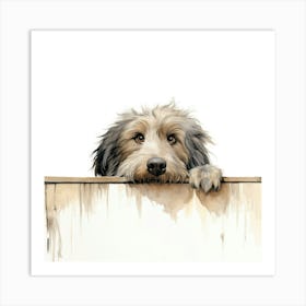 Dog Peeking Over The Fence 3 Art Print