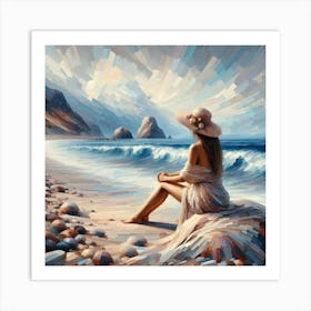 Abstract Wall Art Girl On The Beach Art Print