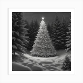 Christmas Tree In The Snow 3 Art Print