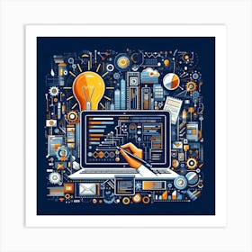 Illustration Of A Laptop Art Print