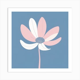 A White And Pink Flower In Minimalist Style Square Composition 5 Art Print