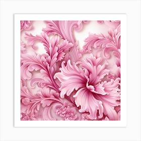 Pink Floral Wallpaper 1 Art Print