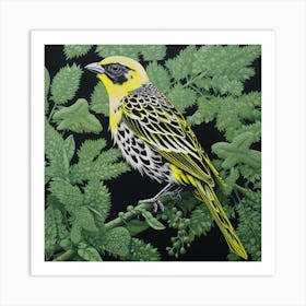 Ohara Koson Inspired Bird Painting Yellowhammer 1 Square Art Print