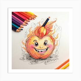 Apple Drawing Art Print