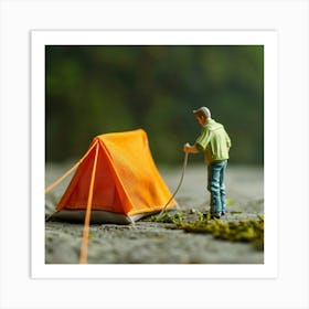 Miniature Man With Tent Art Print