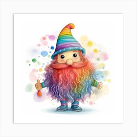 Colorful Gnome Art Print