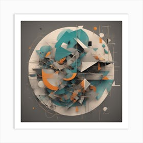 A Mixed Media Artwork Combining Found Objects And Geometric Shapes, Creating A Minimalist Assemblage Art Print