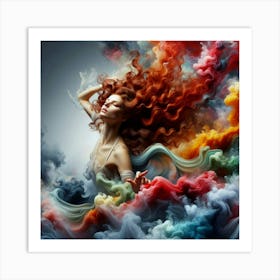 Beautiful Woman With Colorful Hair Art Print