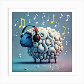 Sheep With Music Notes Art Print