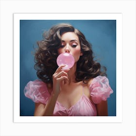 Girl Blowing Bubbles Art Print