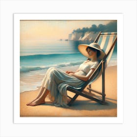 Woman On The Beach Art Print