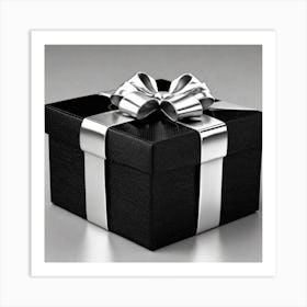 Black Gift Box With Silver Ribbon 1 Art Print