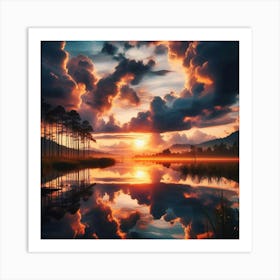 Sunset By The Lake Art Print