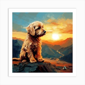 Puppy At Sunset Art Print