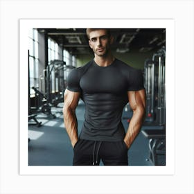 Muscular Man In Gym 3 Art Print