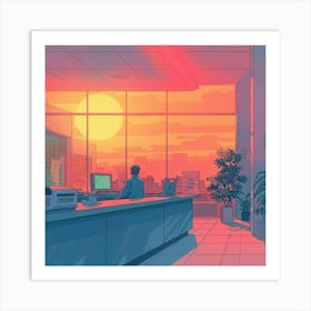 Hd Wallpapers Lofi Sunset Art Print