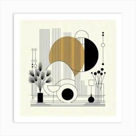 Bauhaus line art Poster Art Print