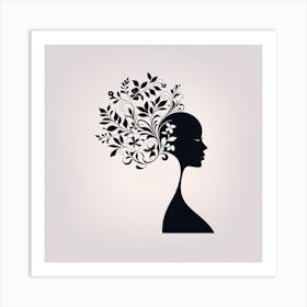 Portrait Of A Woman With Flowers Art Print