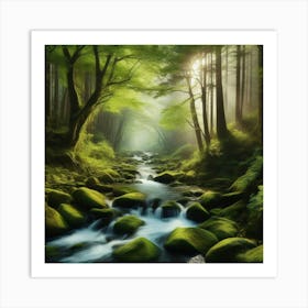 Stream In The Forest Art Print