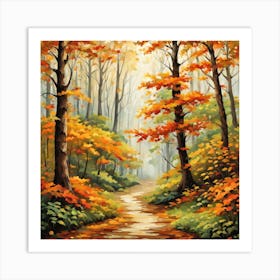 Forest In Autumn In Minimalist Style Square Composition 71 Art Print