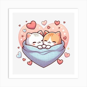 Valentine's Day Lovely Cat Couple 22 Art Print