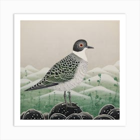 Ohara Koson Inspired Bird Painting Grey Plover 4 Square Art Print