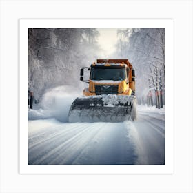 Snow Plow In The Snow 2 Art Print