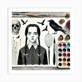 Addams Family wenesday portrait Art Print