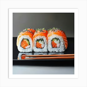 Sushi With Chopsticks Art Art Print