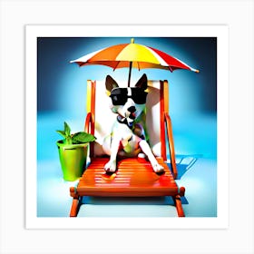 Dog On A Beach Chair Art Print