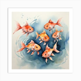 Goldfish Watercolor Painting Art Print