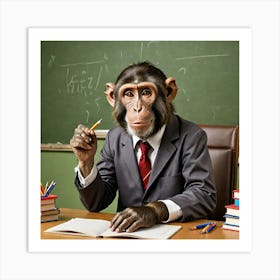 Monkey Teacher 919767065(1) Art Print