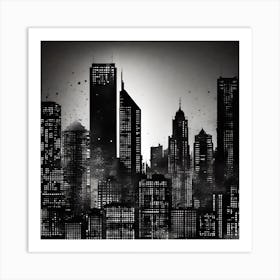 Cityscape In Black And White Art Print