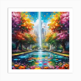 Fountain In The Park Art Print