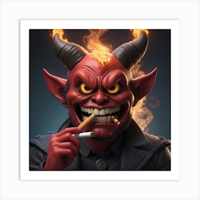 Demon Eating Cigarette Art Print