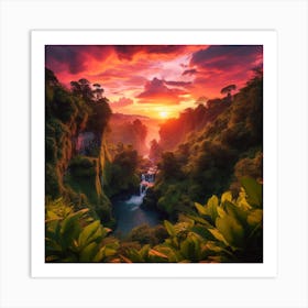 Sunset In The Jungle 7 Art Print