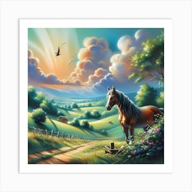 Horse In The Countryside Art Print