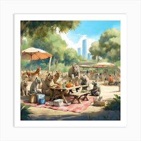 Bears At The Picnic Art Print