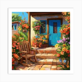 House With Flowers Art Print