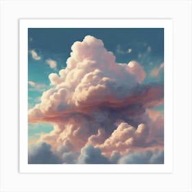Dreamlike digital painting of clouds forming shapes or creatures, sky art Art Print