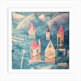 Houses In The Snow Art Print