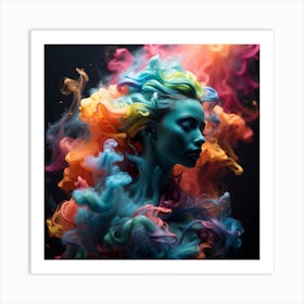 Colorful Woman With Colorful Hair Art Print