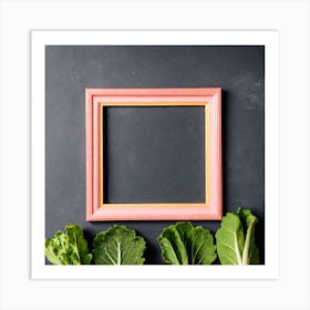 Pink Frame With Vegetables Art Print