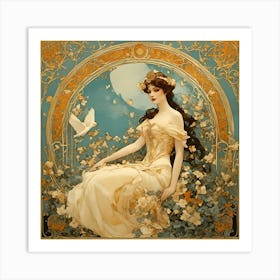 Girl in Art Nouveau Style Art Print Art Print