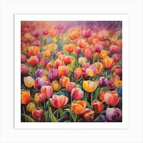 Tulips meadow Art Print