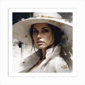 Woman In A White Hat Art Print