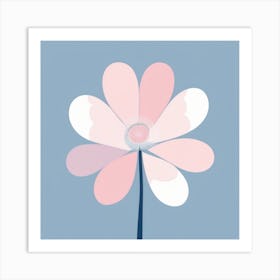 A White And Pink Flower In Minimalist Style Square Composition 30 Art Print