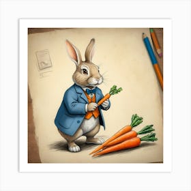 Rabbit With Carrots 22 Art Print