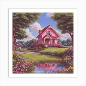 Default In The Midst Of A Lush Green Field Stands A Quaint Lit 1(4) Art Print